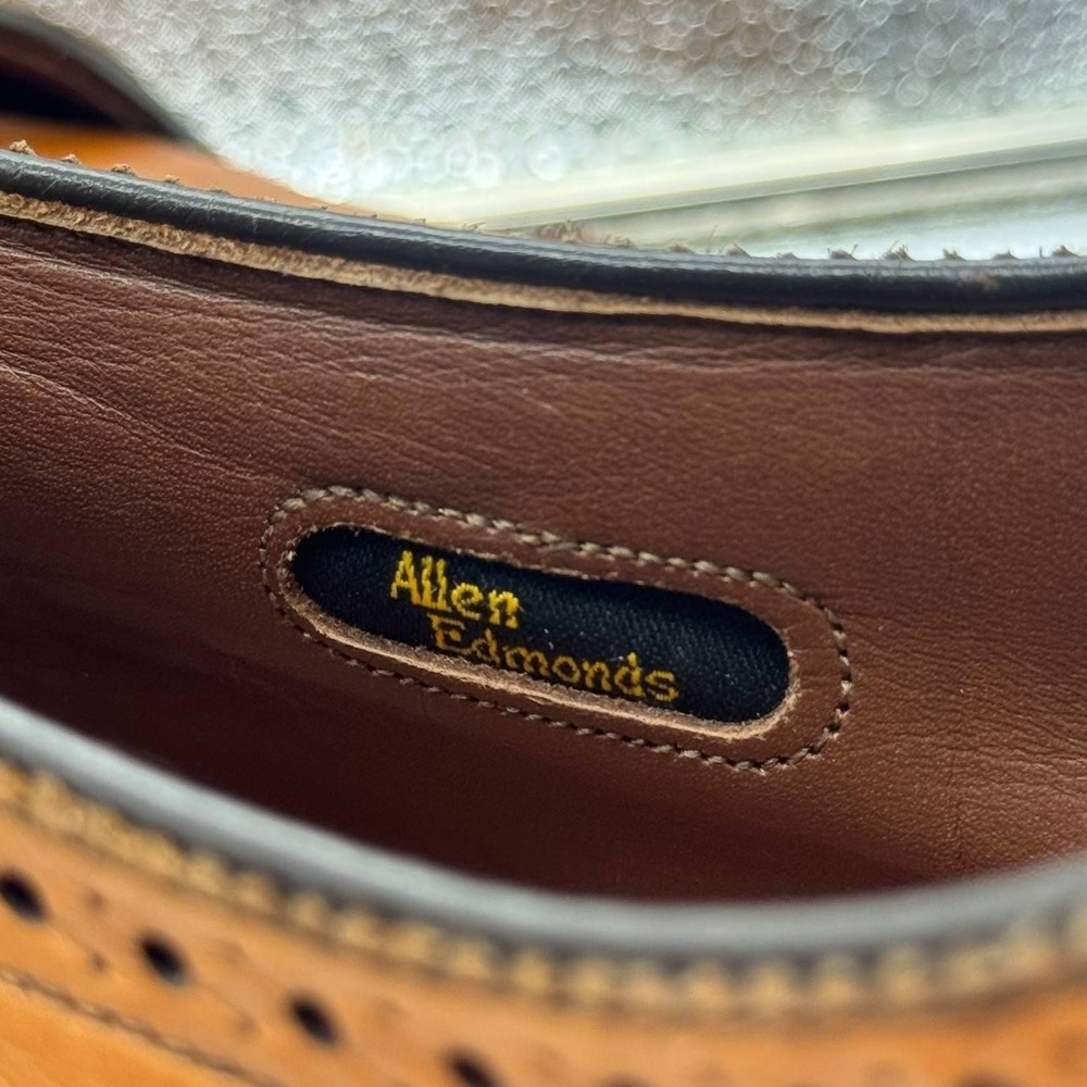 Allen Edmonds Sanford 5267 Walnut Brown Leather Cap Toe Derby Shoes Men 10.5 USA - Picture 9 of 14